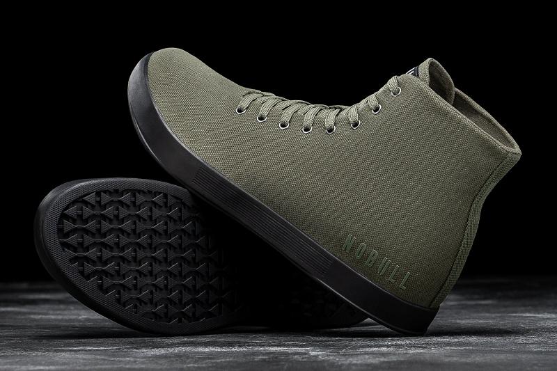 Men's Nobull High-Top Ivy Canvas Trainers Olive | SG D2338F